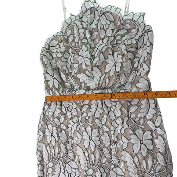 Lulus Women’s White Floral Lace Overlay Mini Dress Size S Halter Spaghetti Strap - Picture 9 of 10